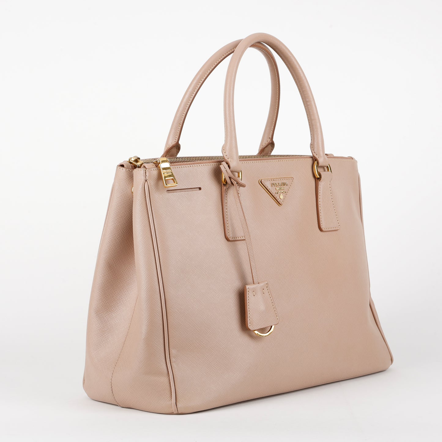 Medium Galleria Double Zip Tote, Dusty Pink Saffiano