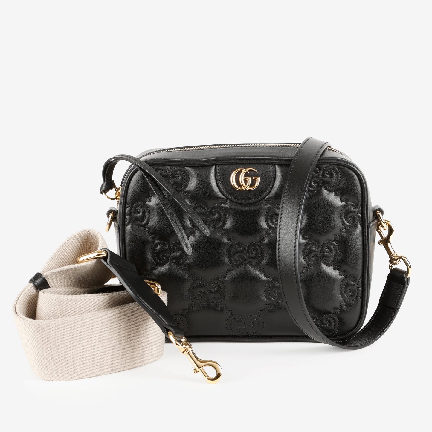 Small GG Matelassé Shoulder Bag, Black