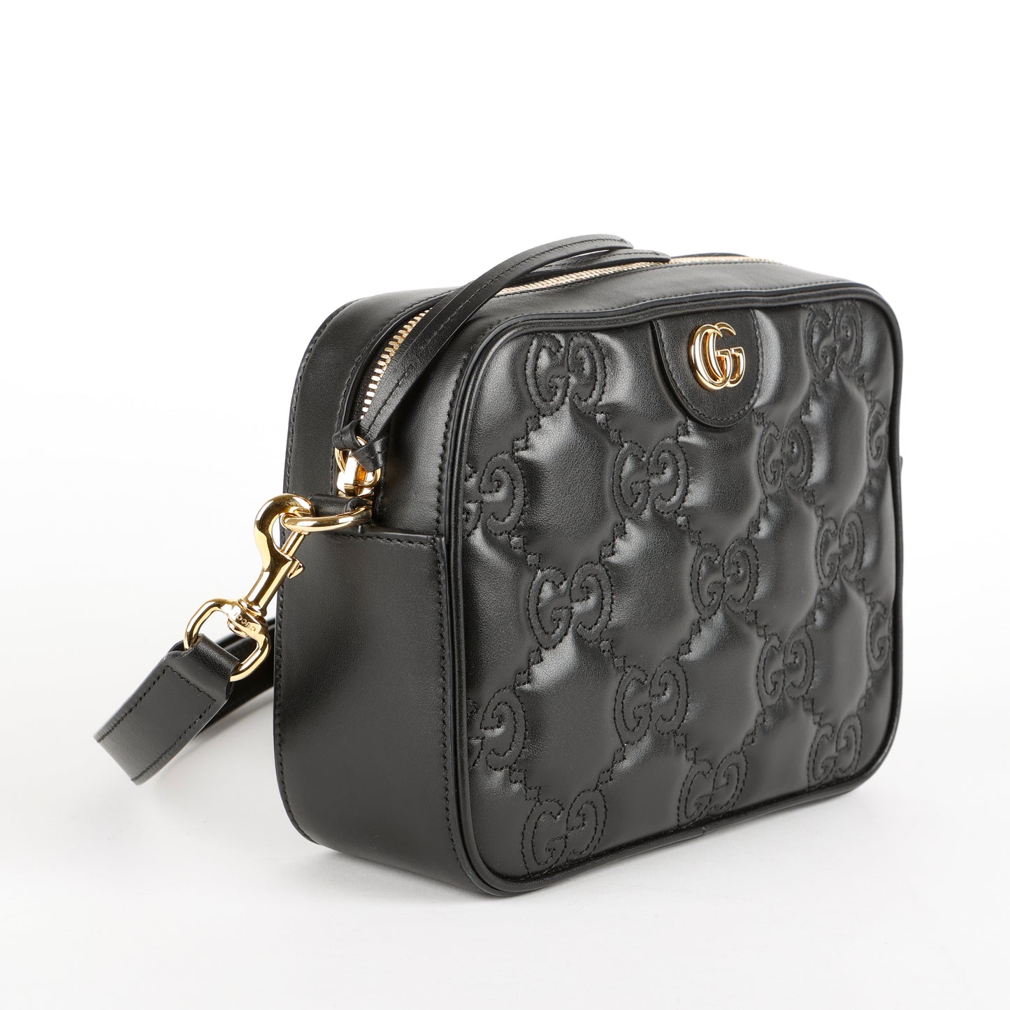 Small GG Matelassé Shoulder Bag, Black