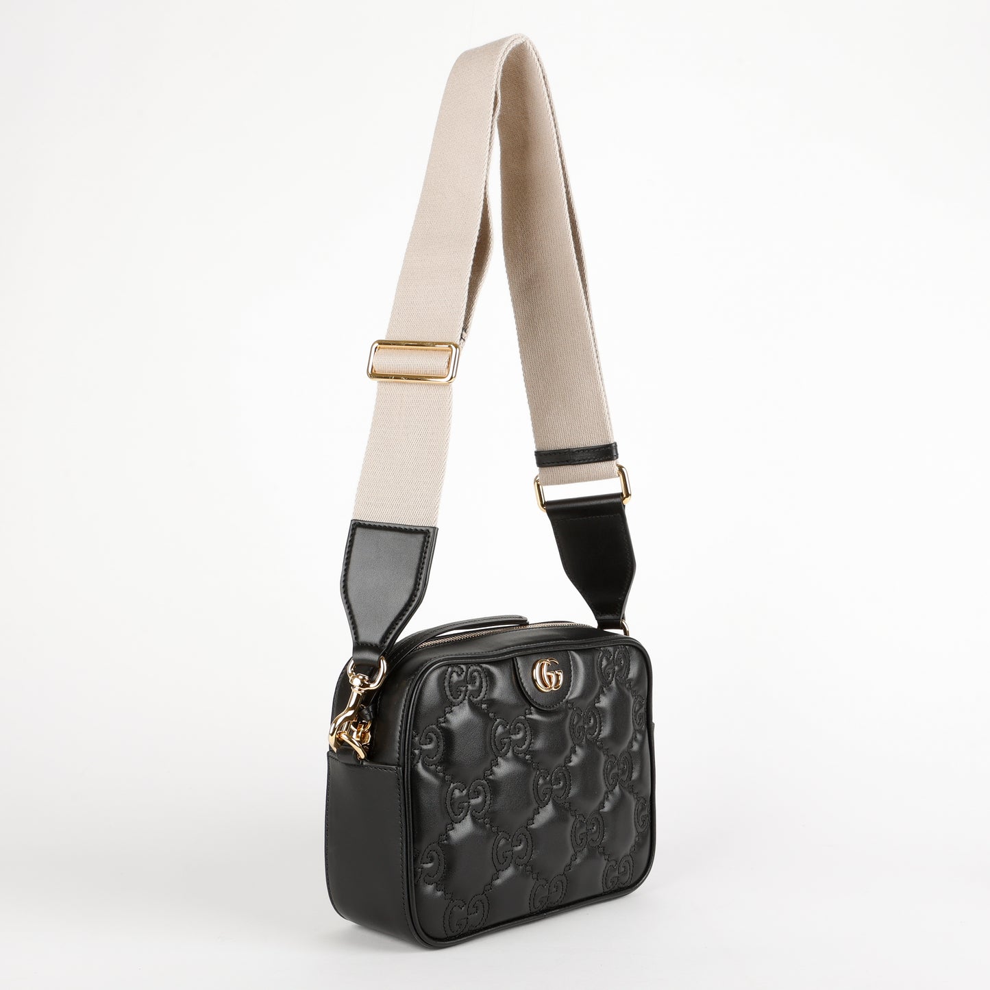Small GG Matelassé Shoulder Bag, Black