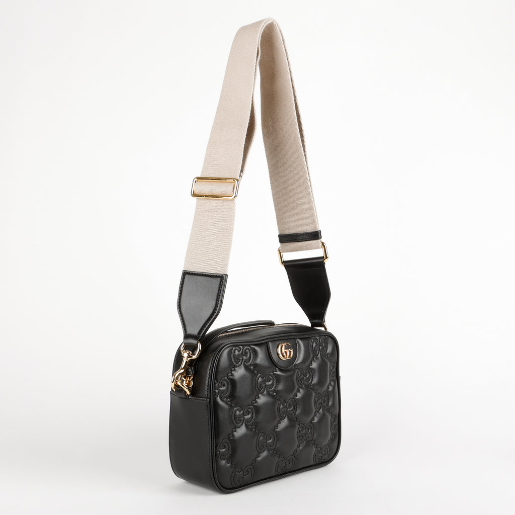 Small GG Matelassé Shoulder Bag, Black