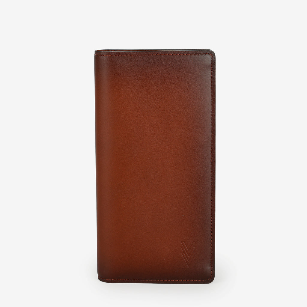 Brazza Long Wallet, Brown Calfskin
