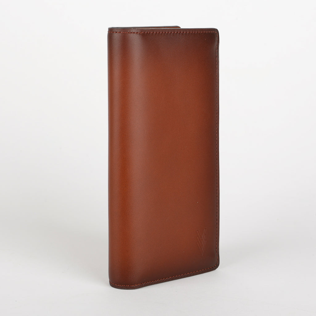 Brazza Long Wallet, Brown Calfskin