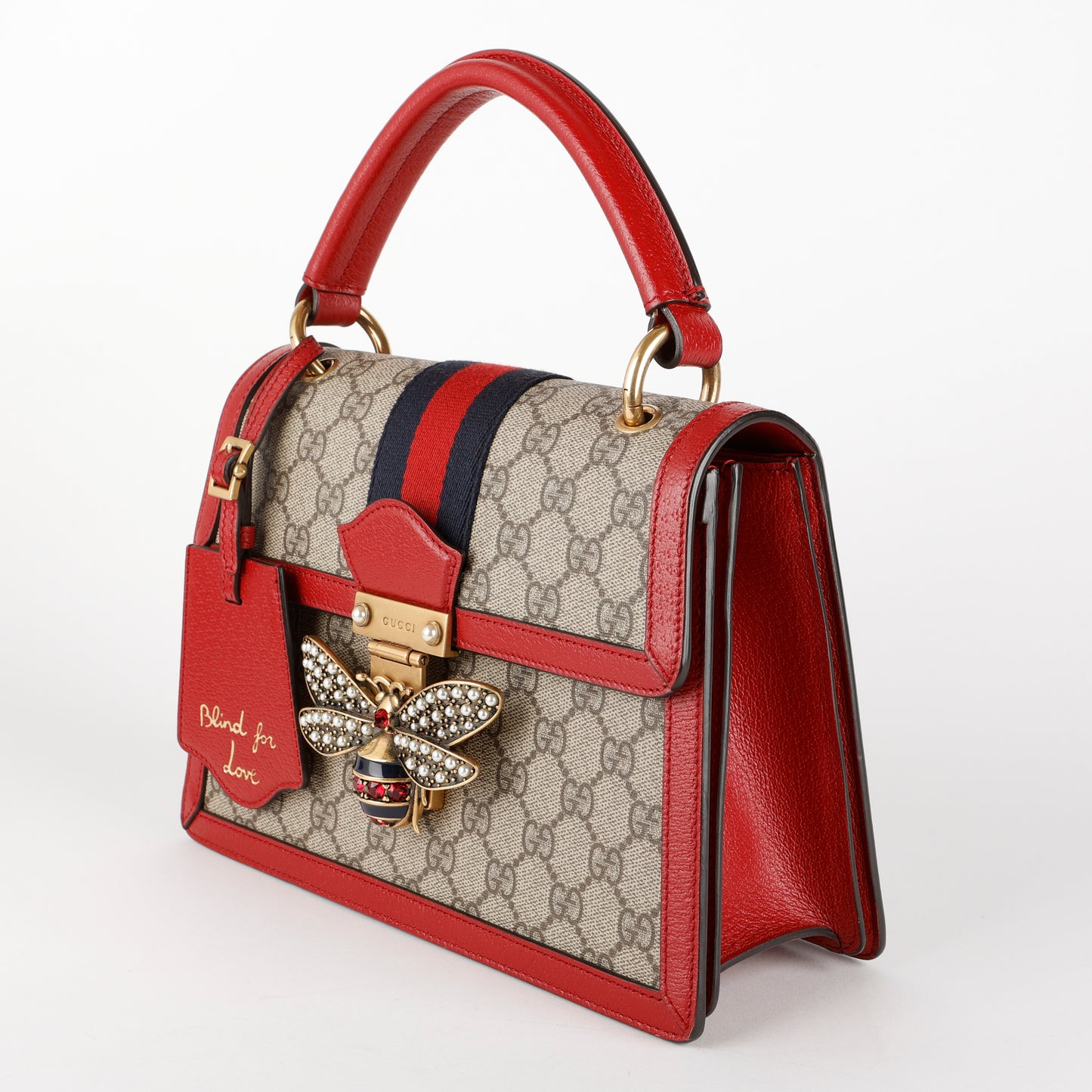 Small Queen Margaret Top Handle, Red/Coated Canvas