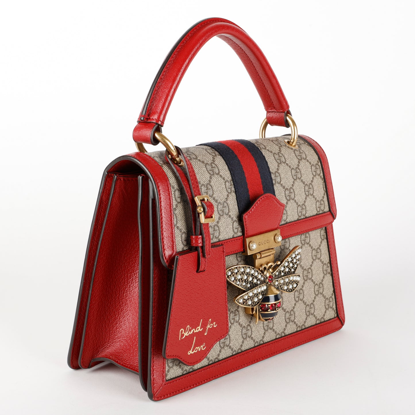 Small Queen Margaret Top Handle, Red/Coated Canvas