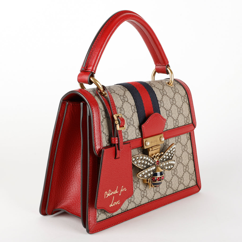 Small Queen Margaret Top Handle, Red/Coated Canvas