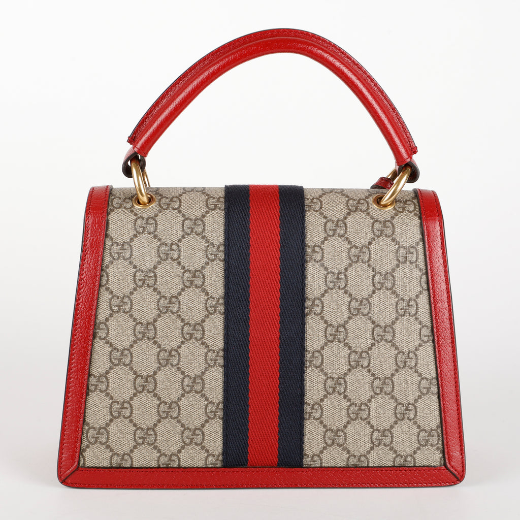 Small Queen Margaret Top Handle, Red/Coated Canvas