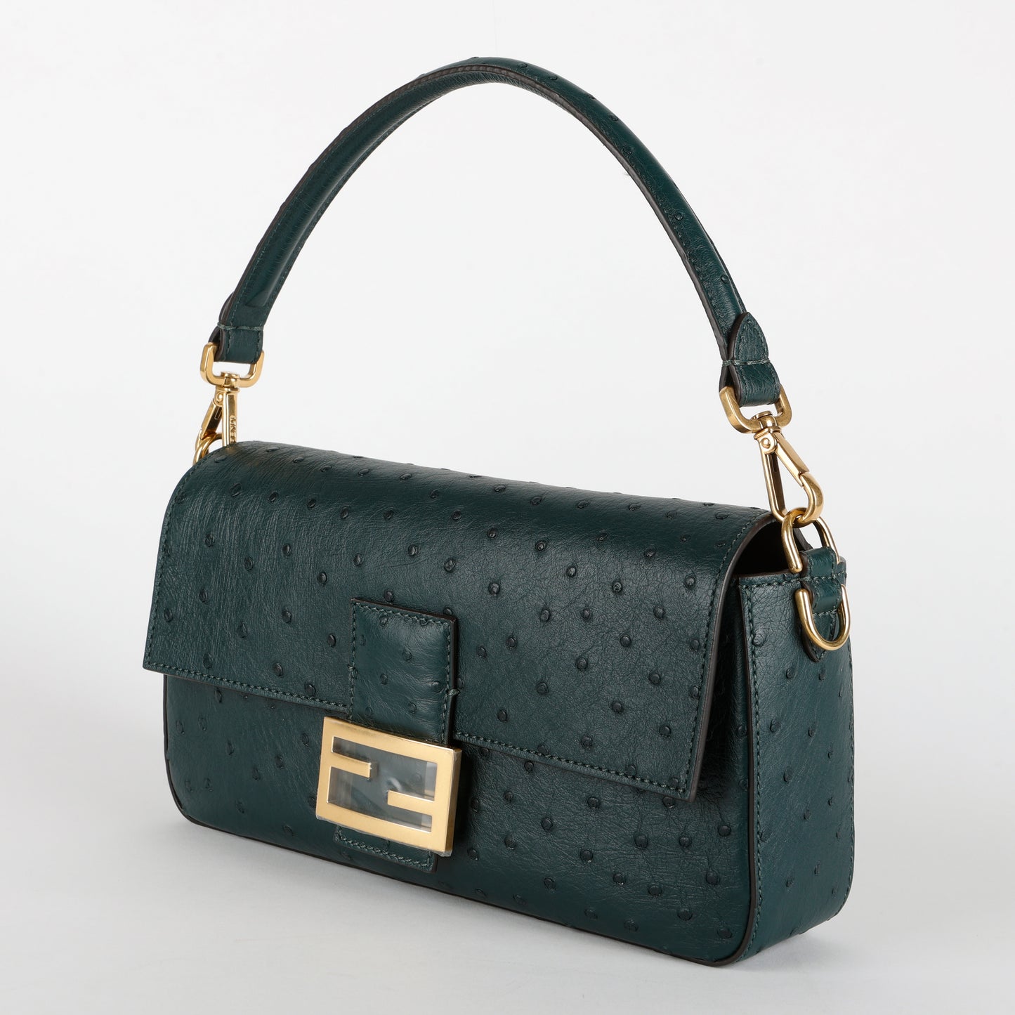 Green Ostrich Baguette