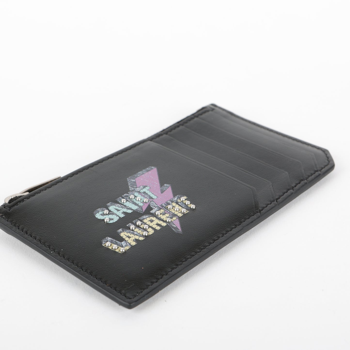 Lightning Bold Zip Pouch Card Holder, Black