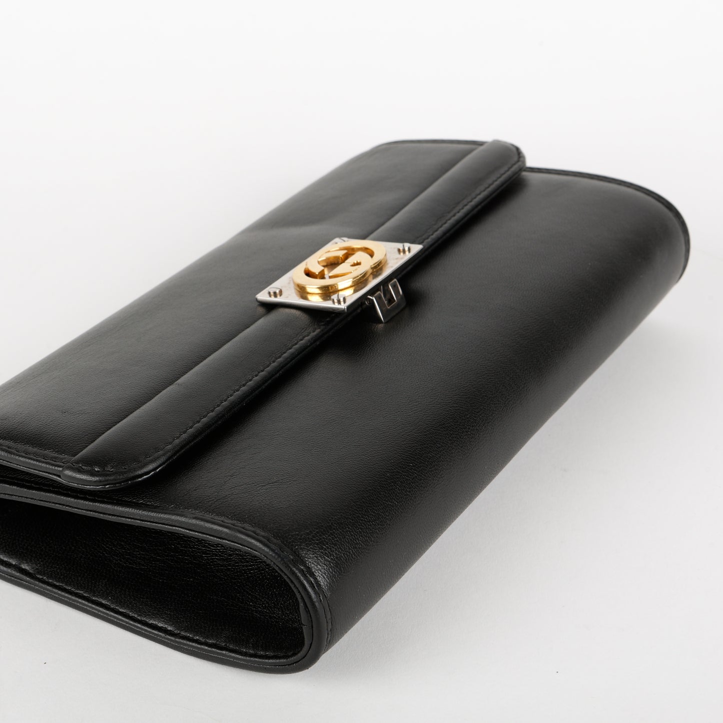 Linea Matissa Interlocking Clutch, Black Lambskin