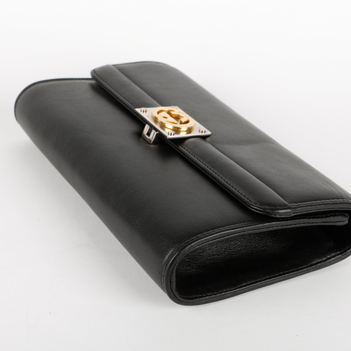 Linea Matissa Interlocking Clutch, Black Lambskin
