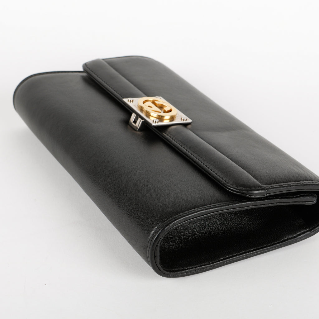Linea Matissa Interlocking Clutch, Black Lambskin