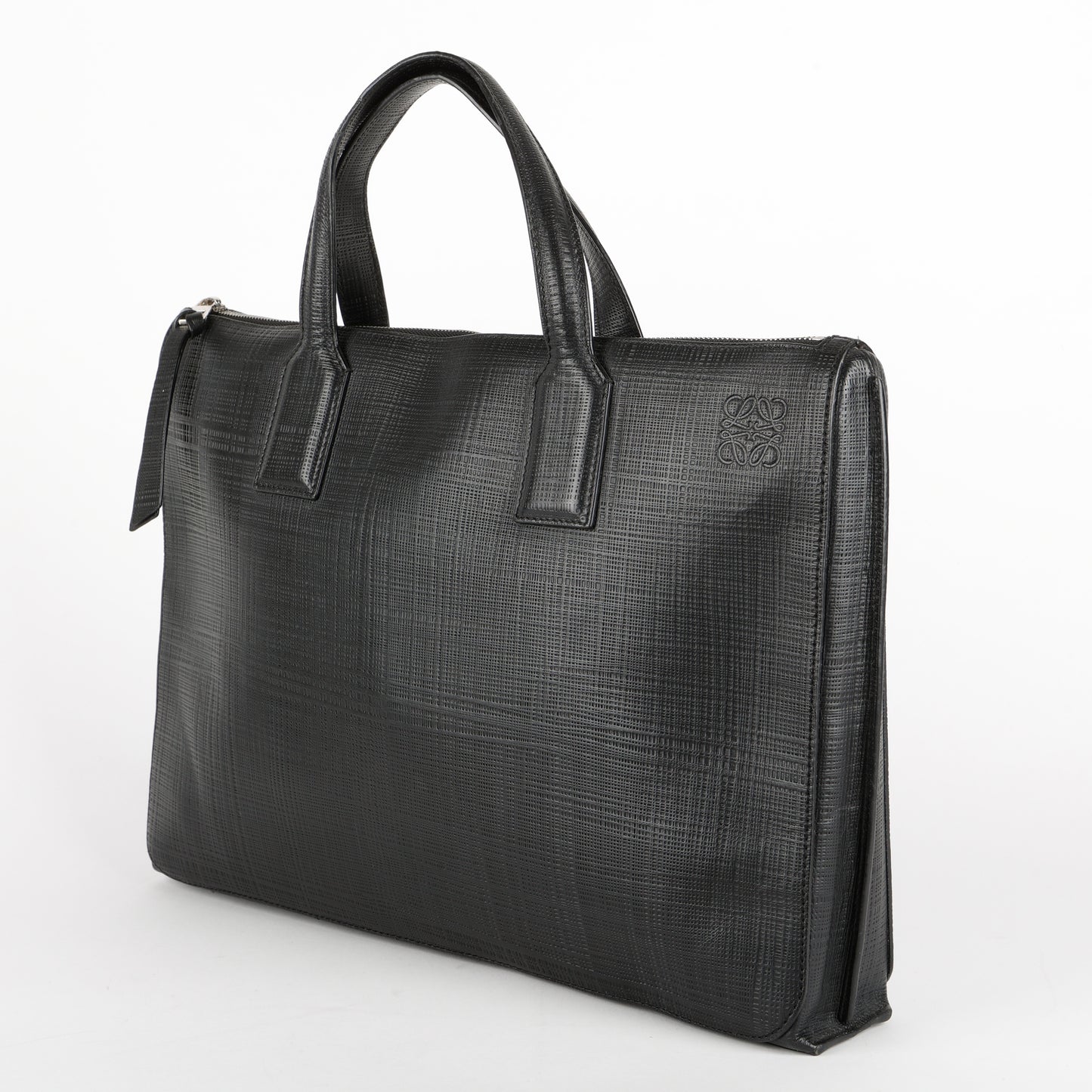 Goya Textured Leather Briefcase, Black