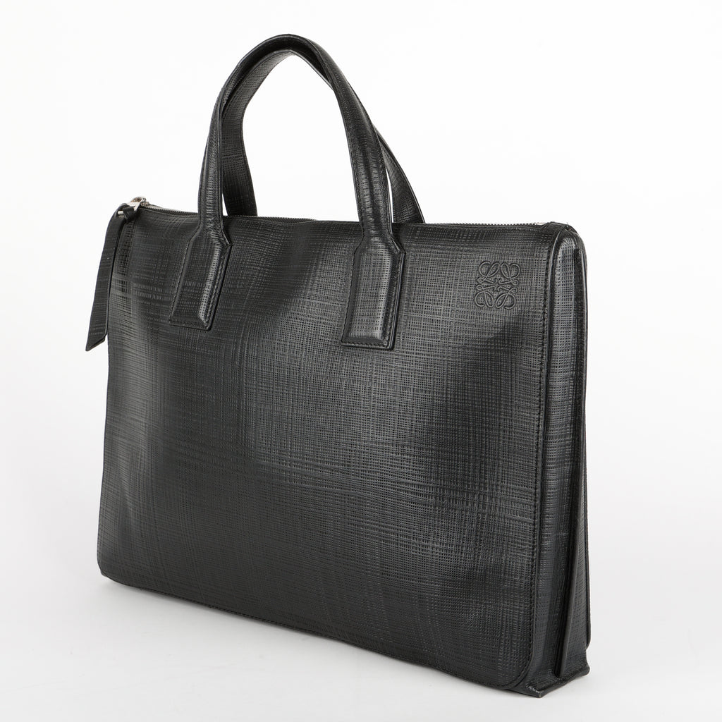 Goya Textured Leather Briefcase, Black
