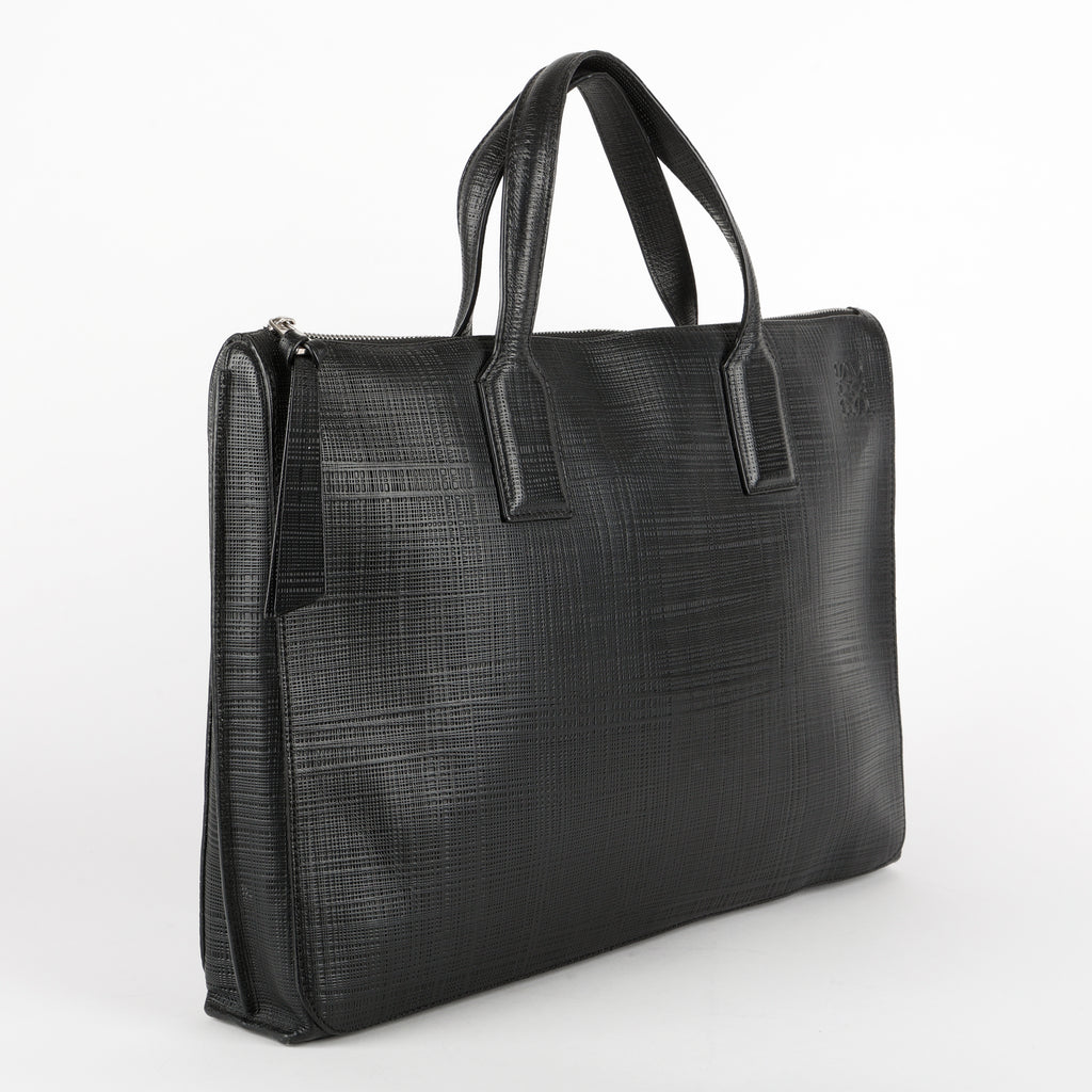 Goya Textured Leather Briefcase, Black