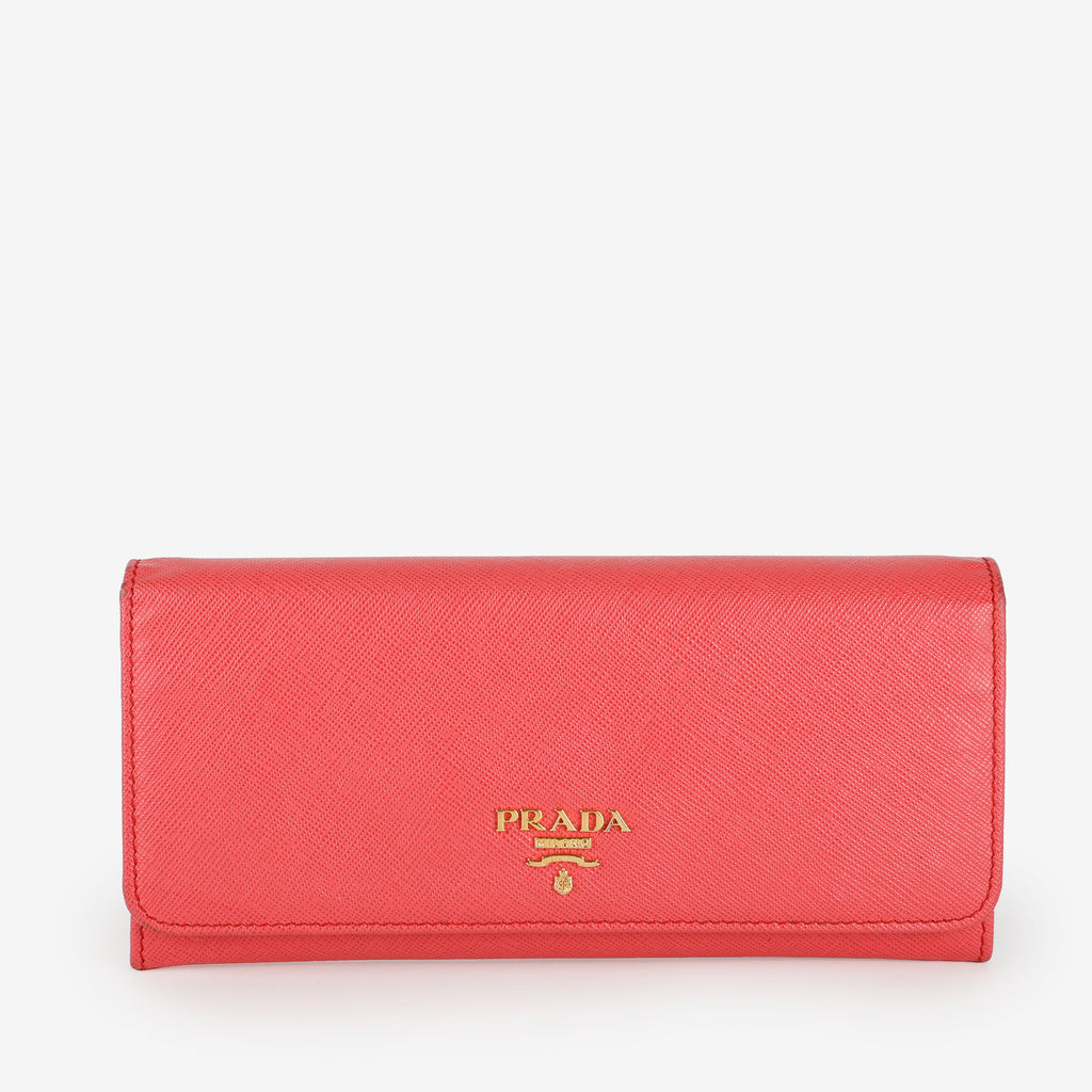 Long Continental Wallet, Coral Pink GHW