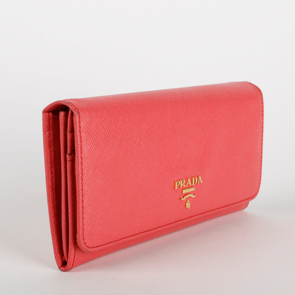 Long Continental Wallet, Coral Pink GHW