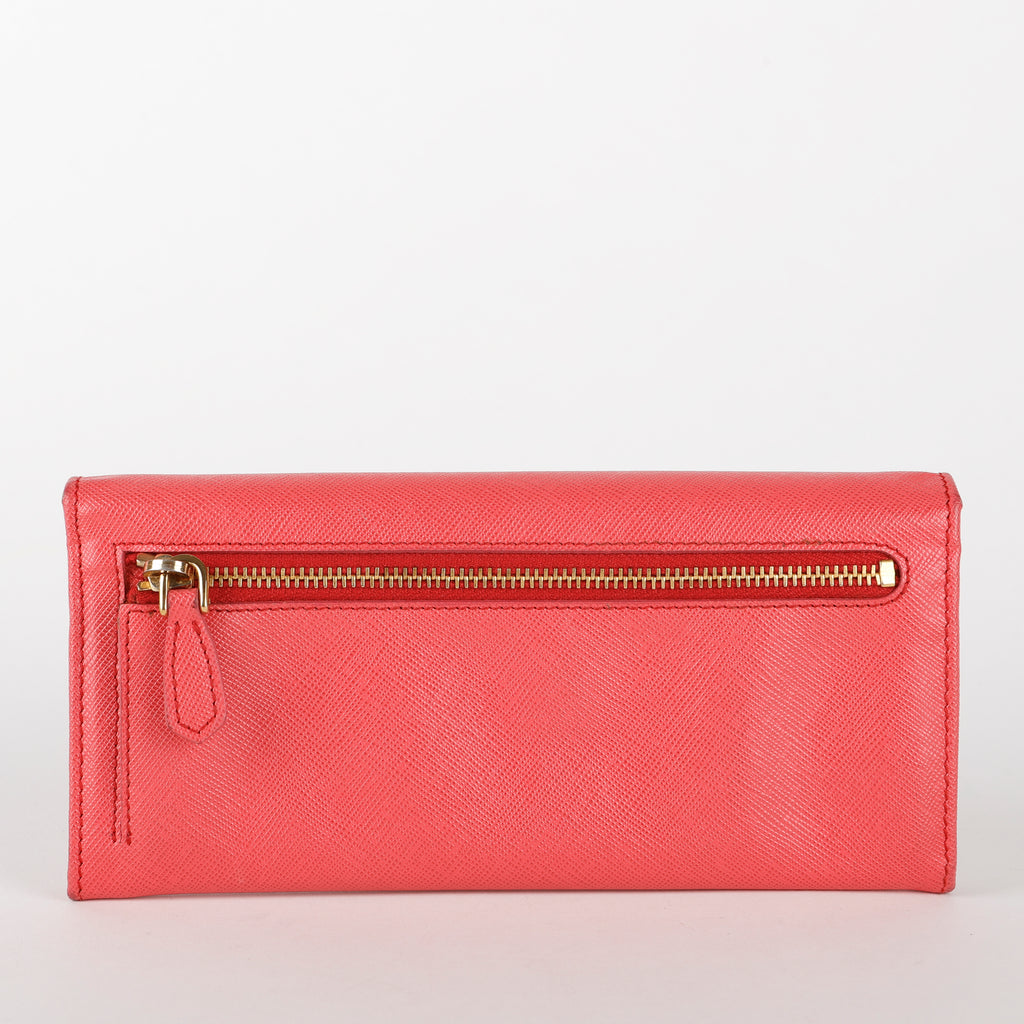 Long Continental Wallet, Coral Pink GHW