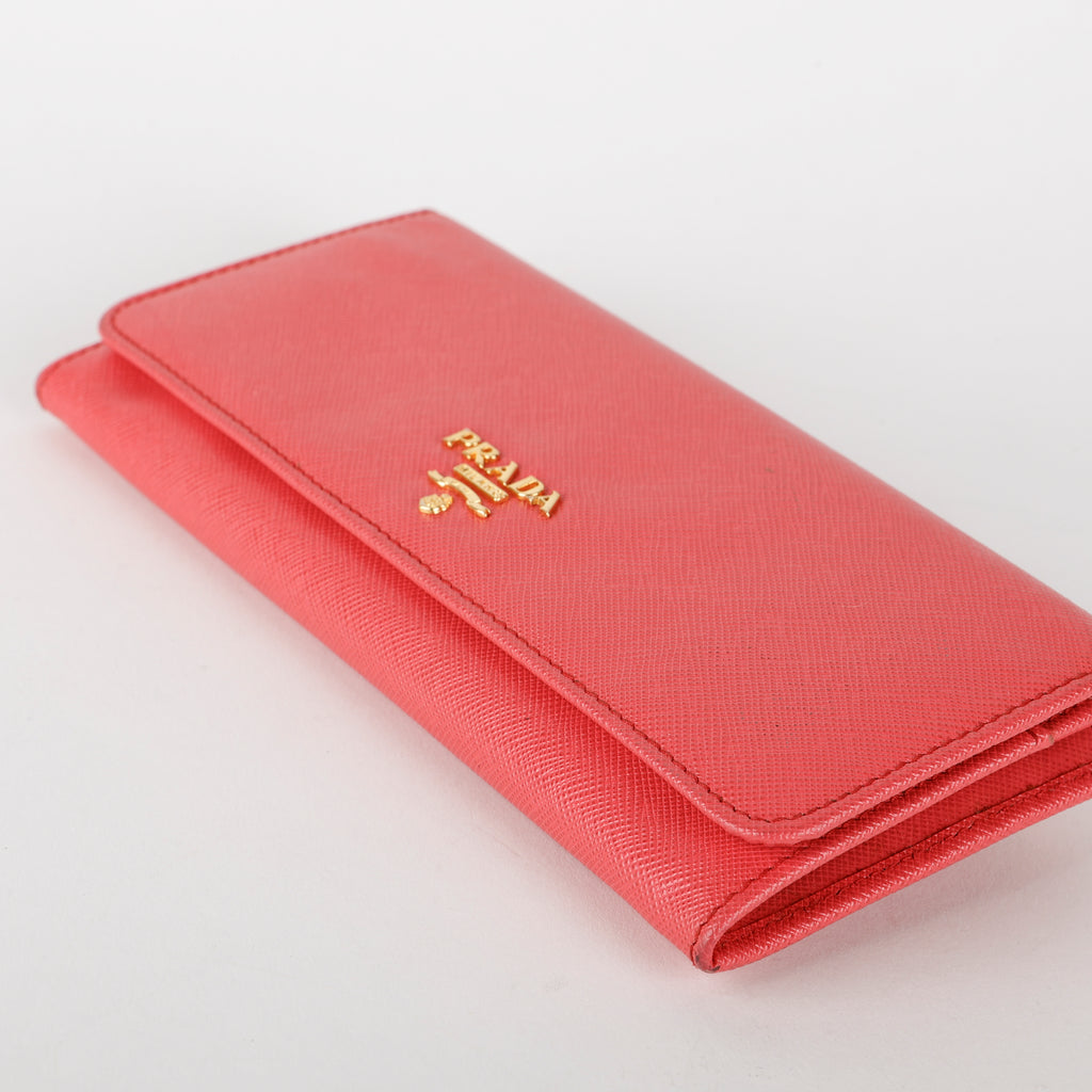 Long Continental Wallet, Coral Pink GHW