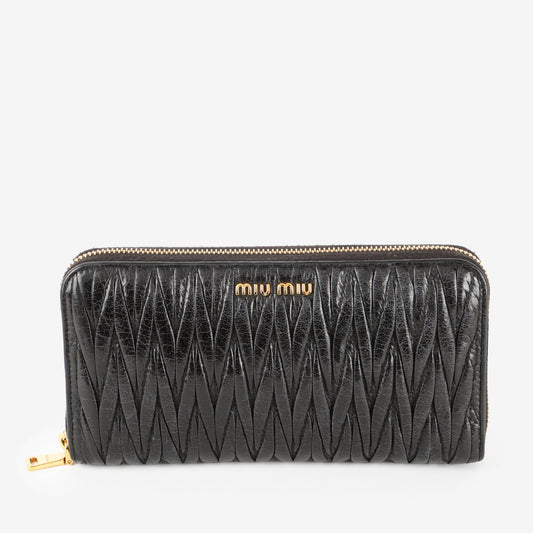 Matelasse Long Wallet, Black