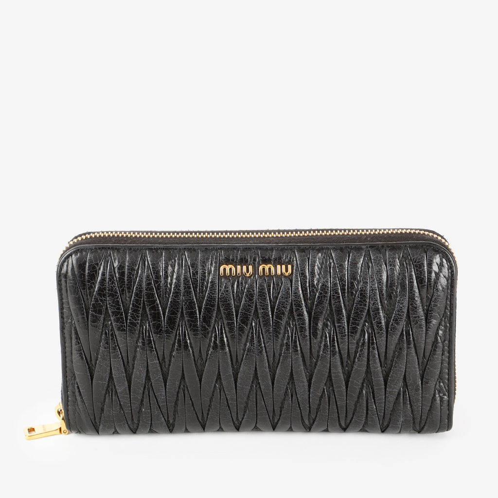 Matelasse Long Wallet, Black