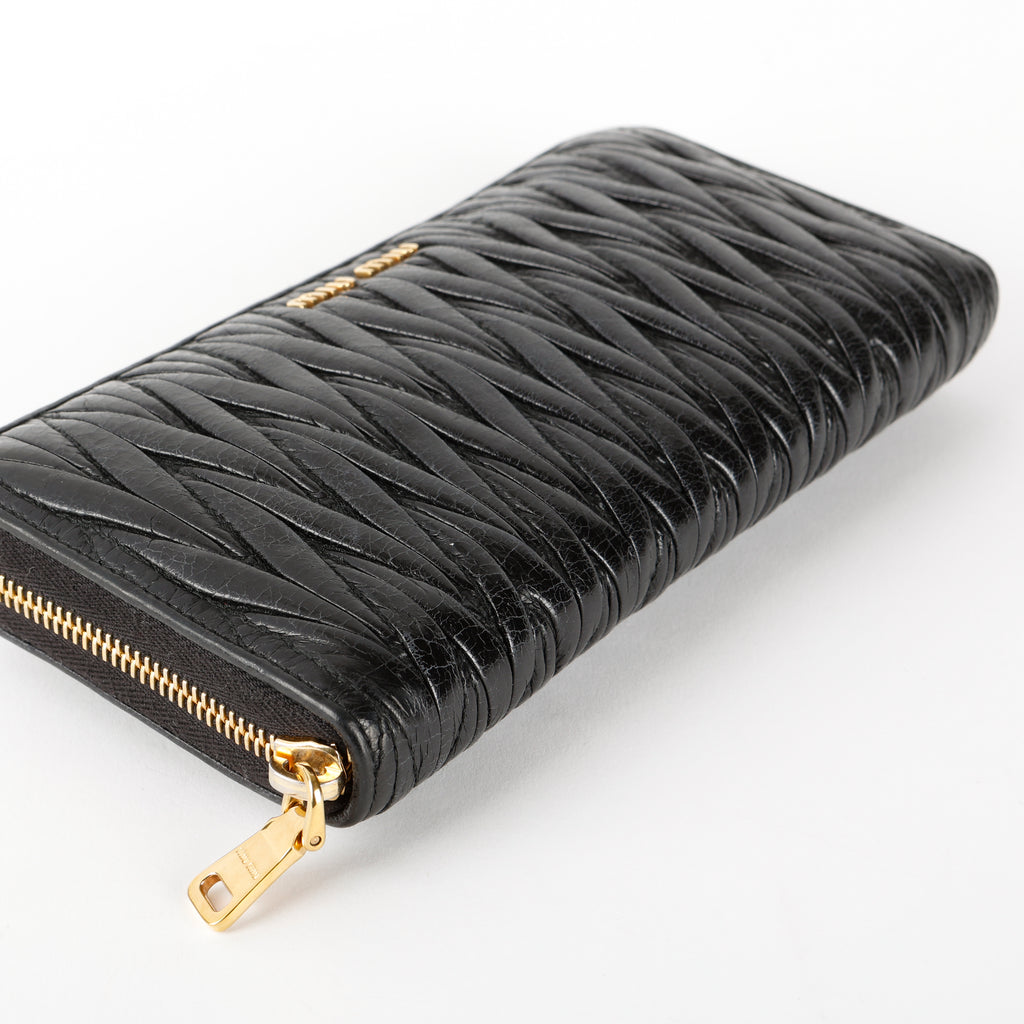 Matelasse Long Wallet, Black