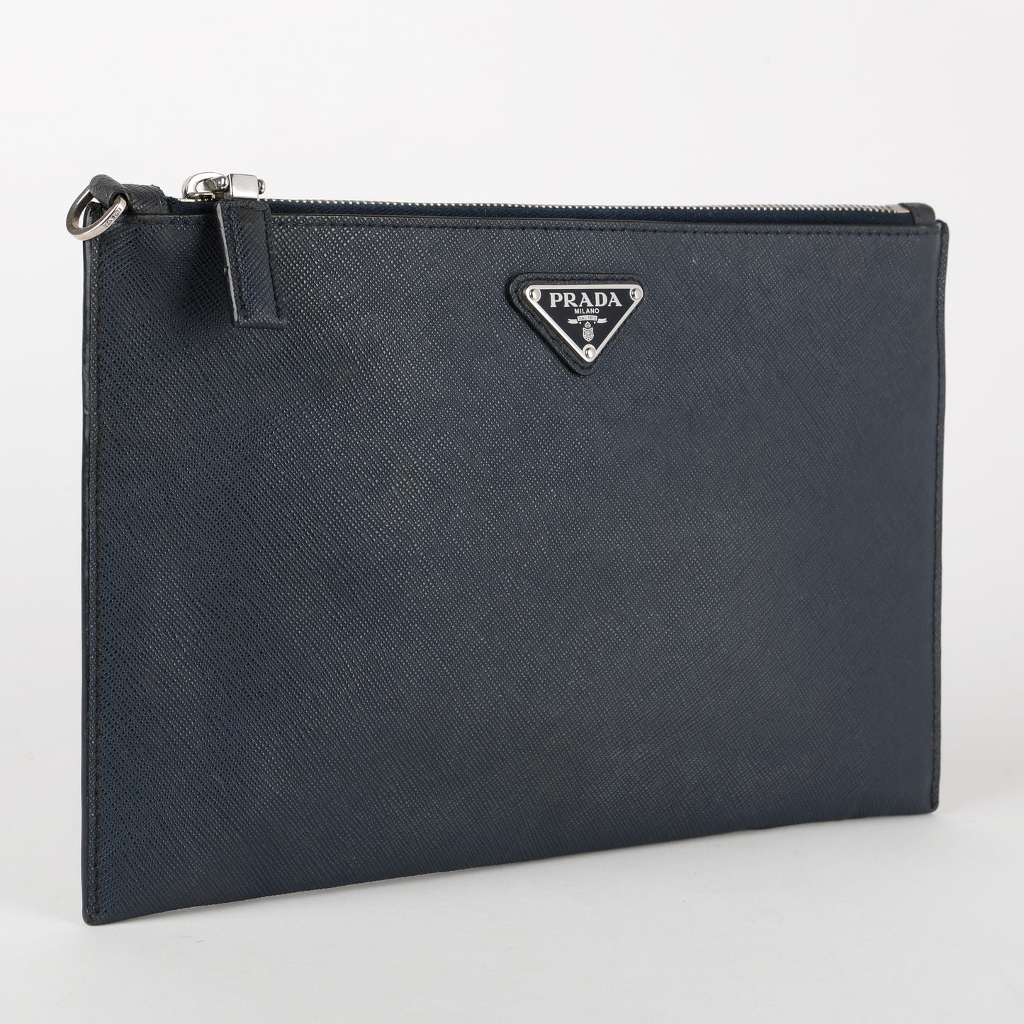 Saffiano Zipped Pouch, Navy (missing wristlet)