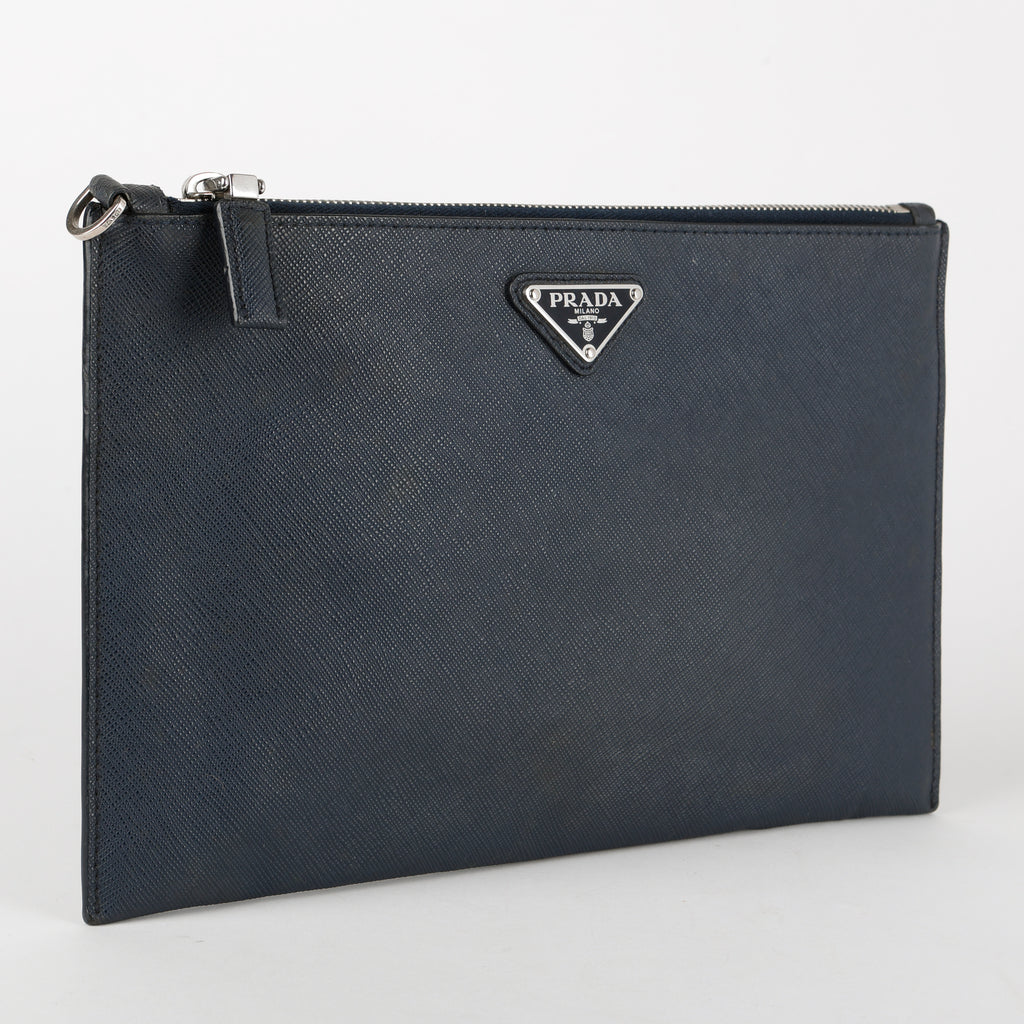 Saffiano Zipped Pouch, Navy (missing wristlet)