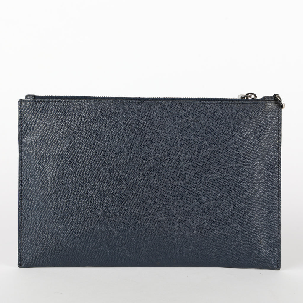 Saffiano Zipped Pouch, Navy (missing wristlet)