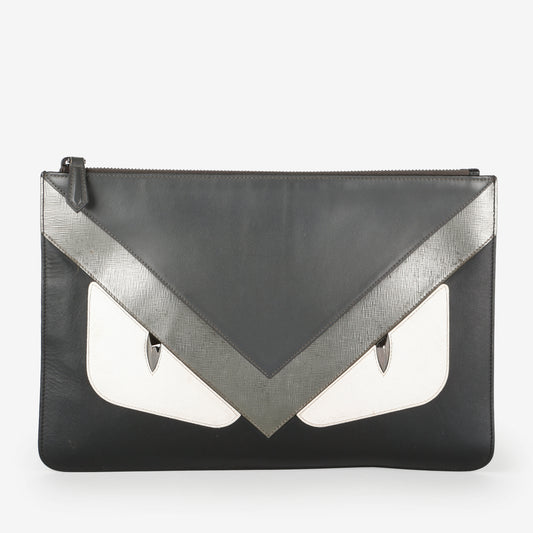 Monster Bug Zip Pouch, Black/Cream/Silver