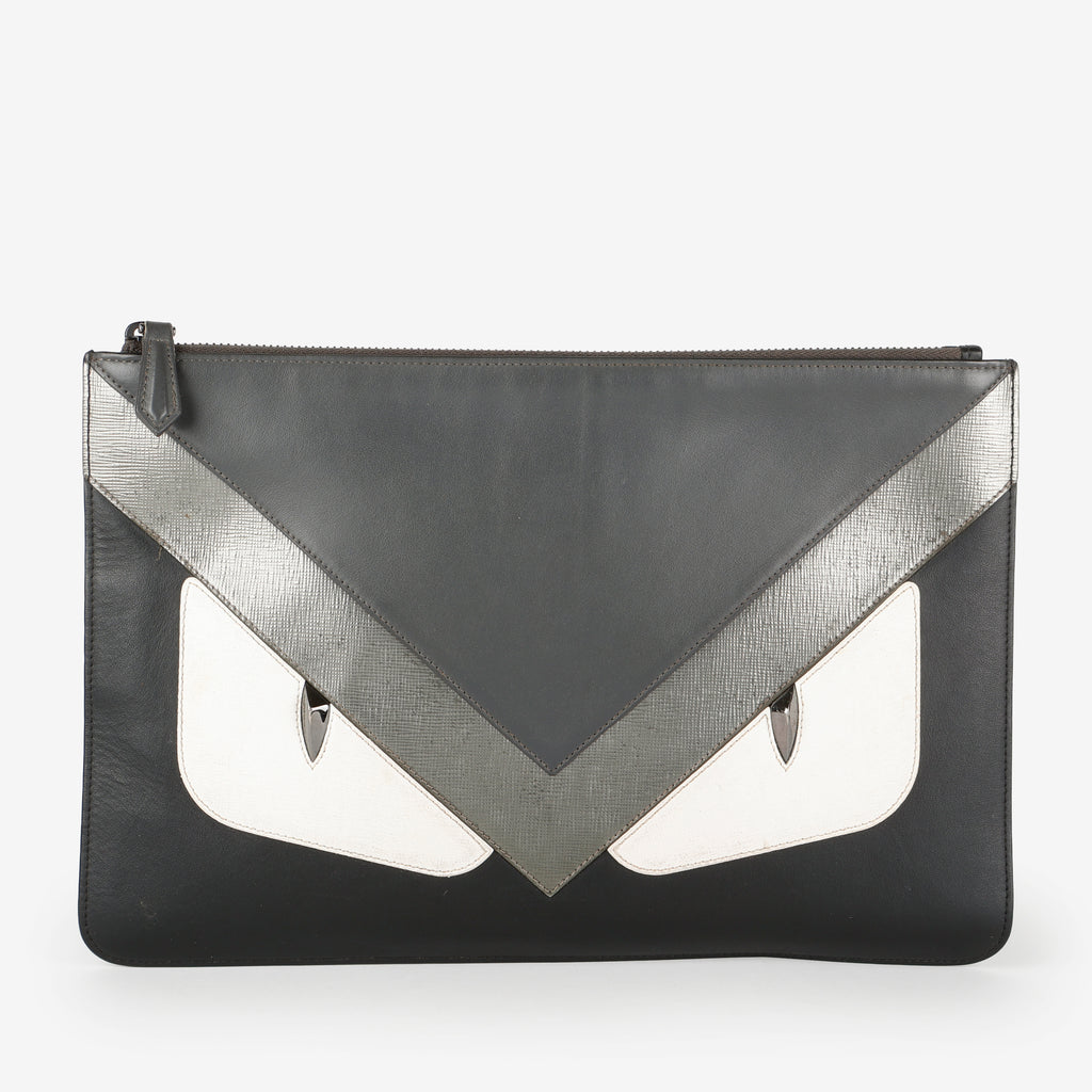 Monster Bug Zip Pouch, Black/Cream/Silver