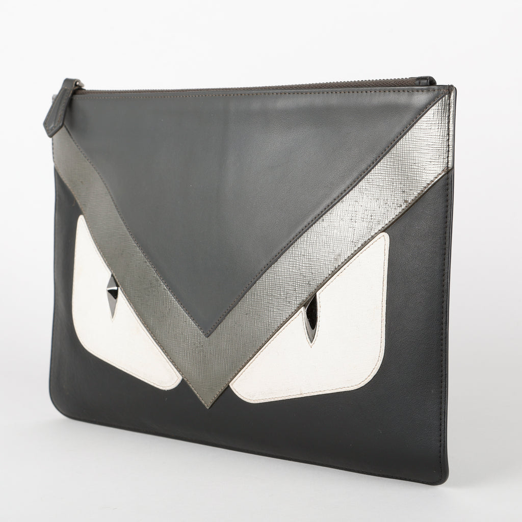 Monster Bug Zip Pouch, Black/Cream/Silver