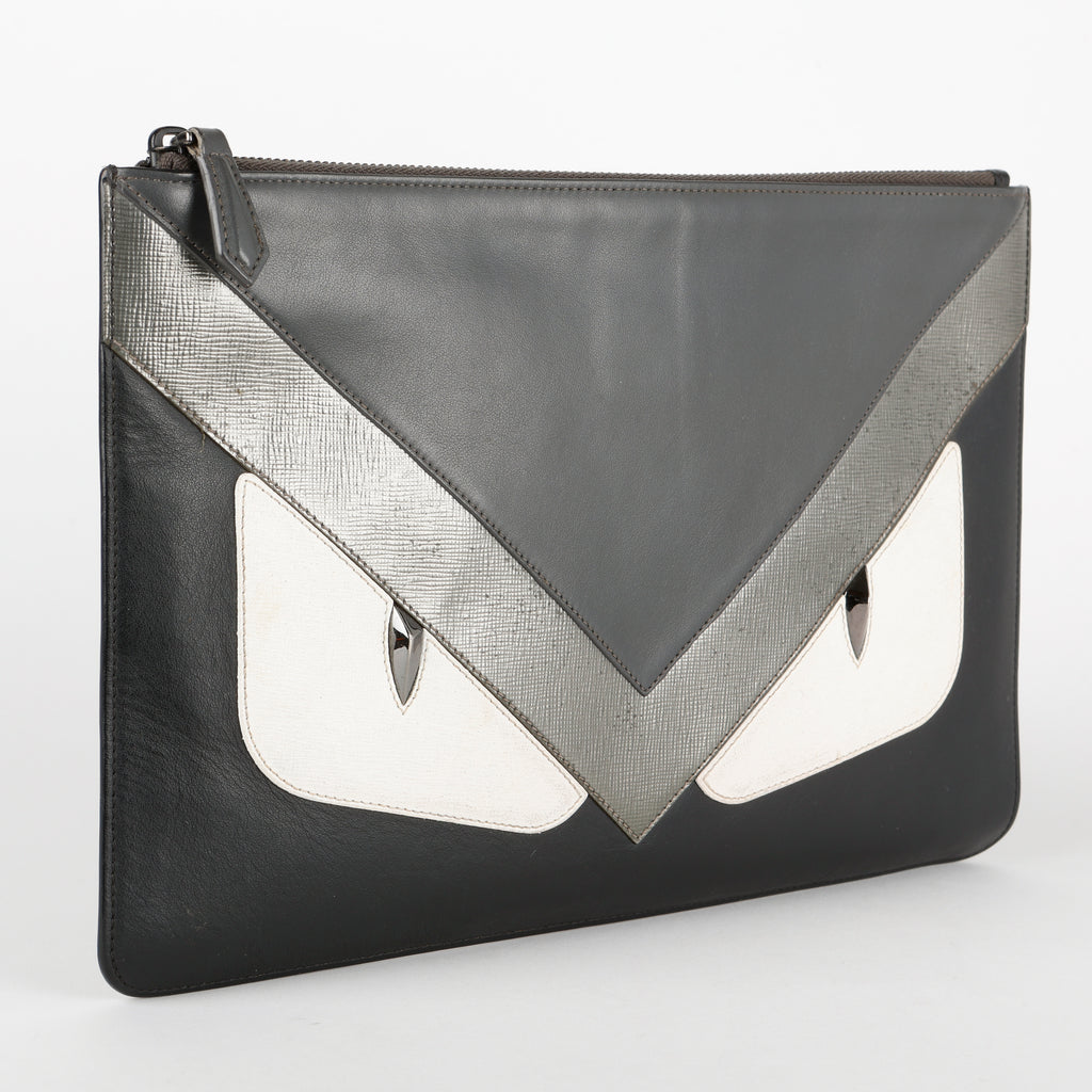 Monster Bug Zip Pouch, Black/Cream/Silver