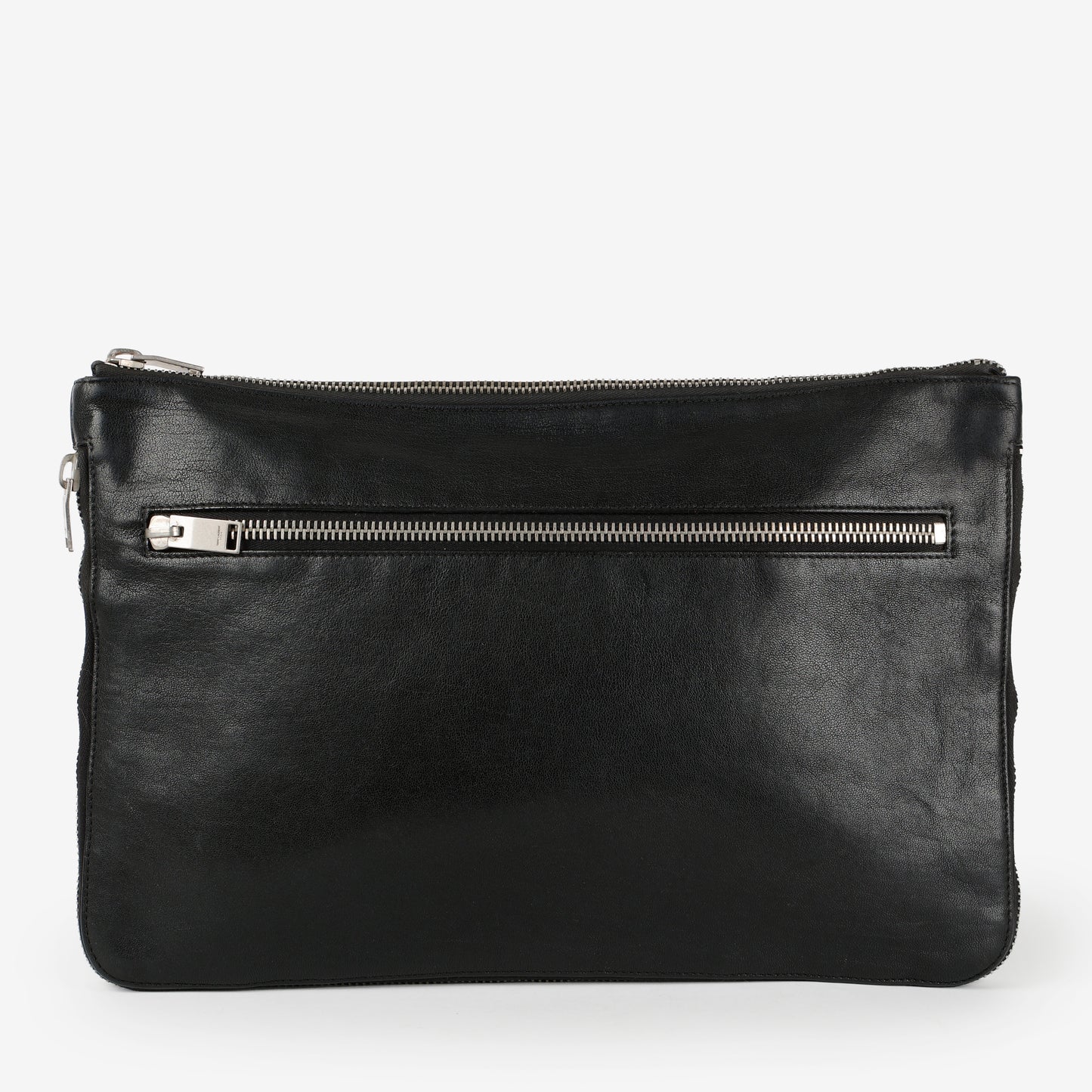 Zipped Extender Pouch, Black Calfskin SHW