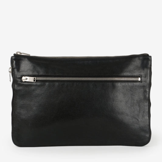 Zipped Extender Pouch, Black Calfskin SHW