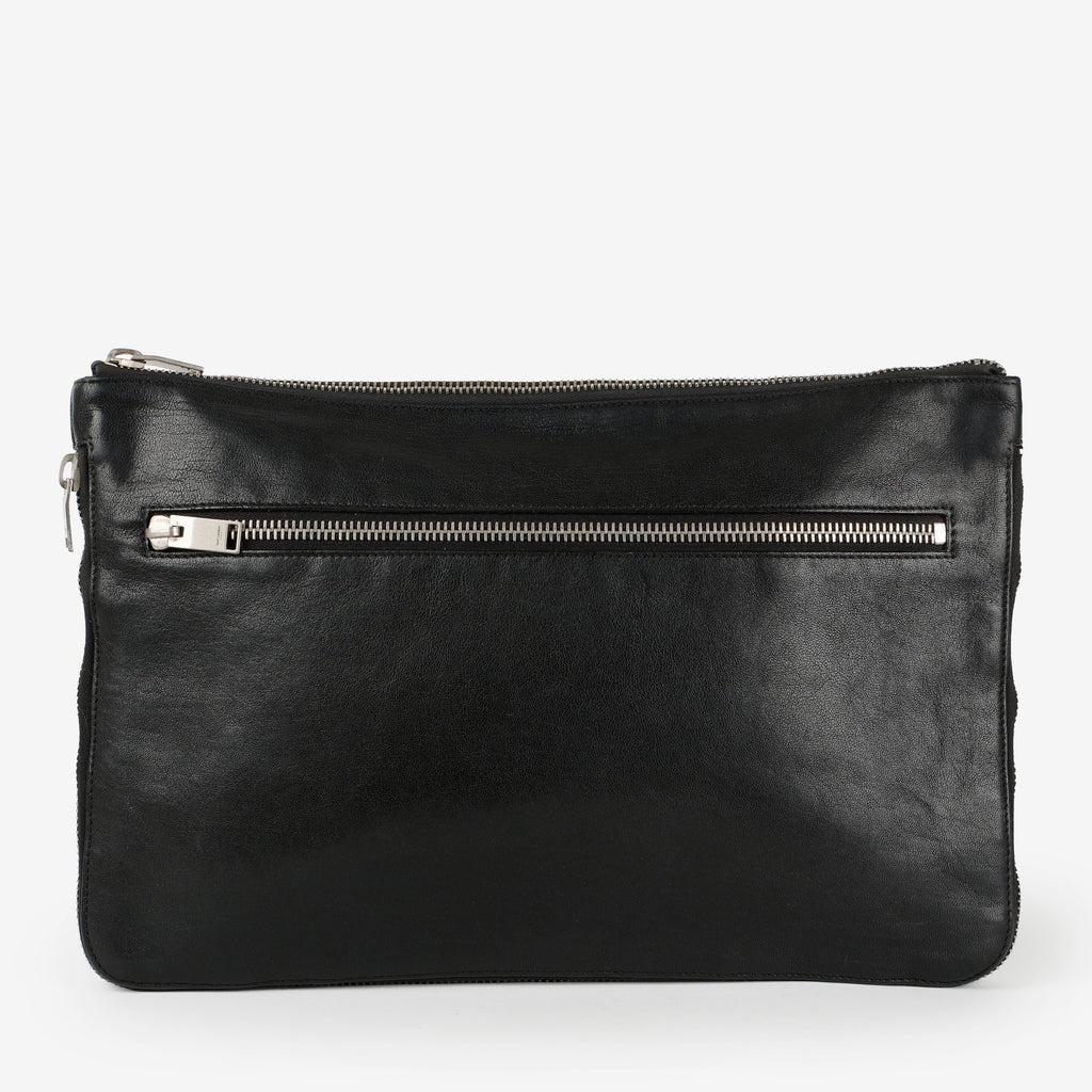 Zipped Extender Pouch, Black Calfskin SHW