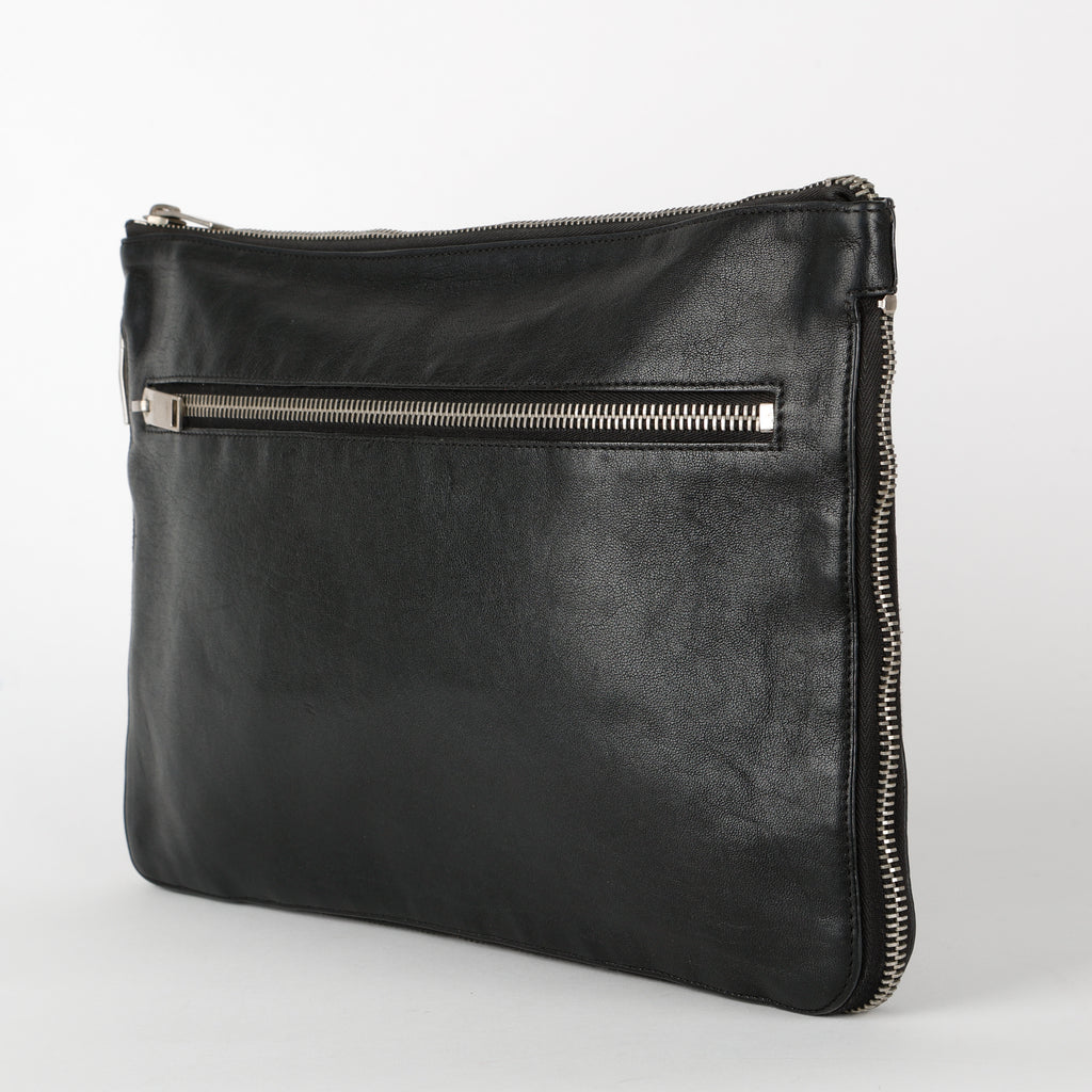 Zipped Extender Pouch, Black Calfskin SHW