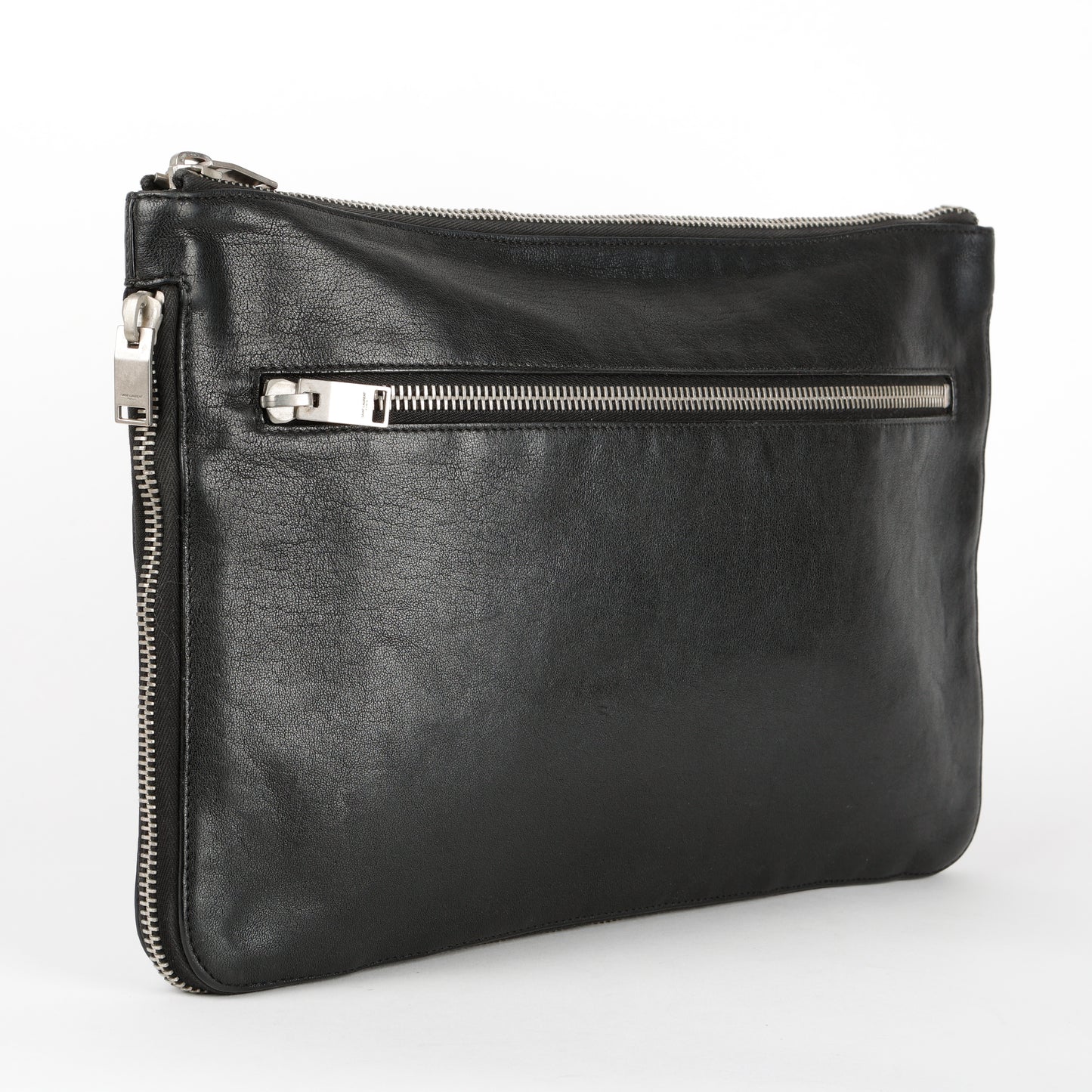 Zipped Extender Pouch, Black Calfskin SHW