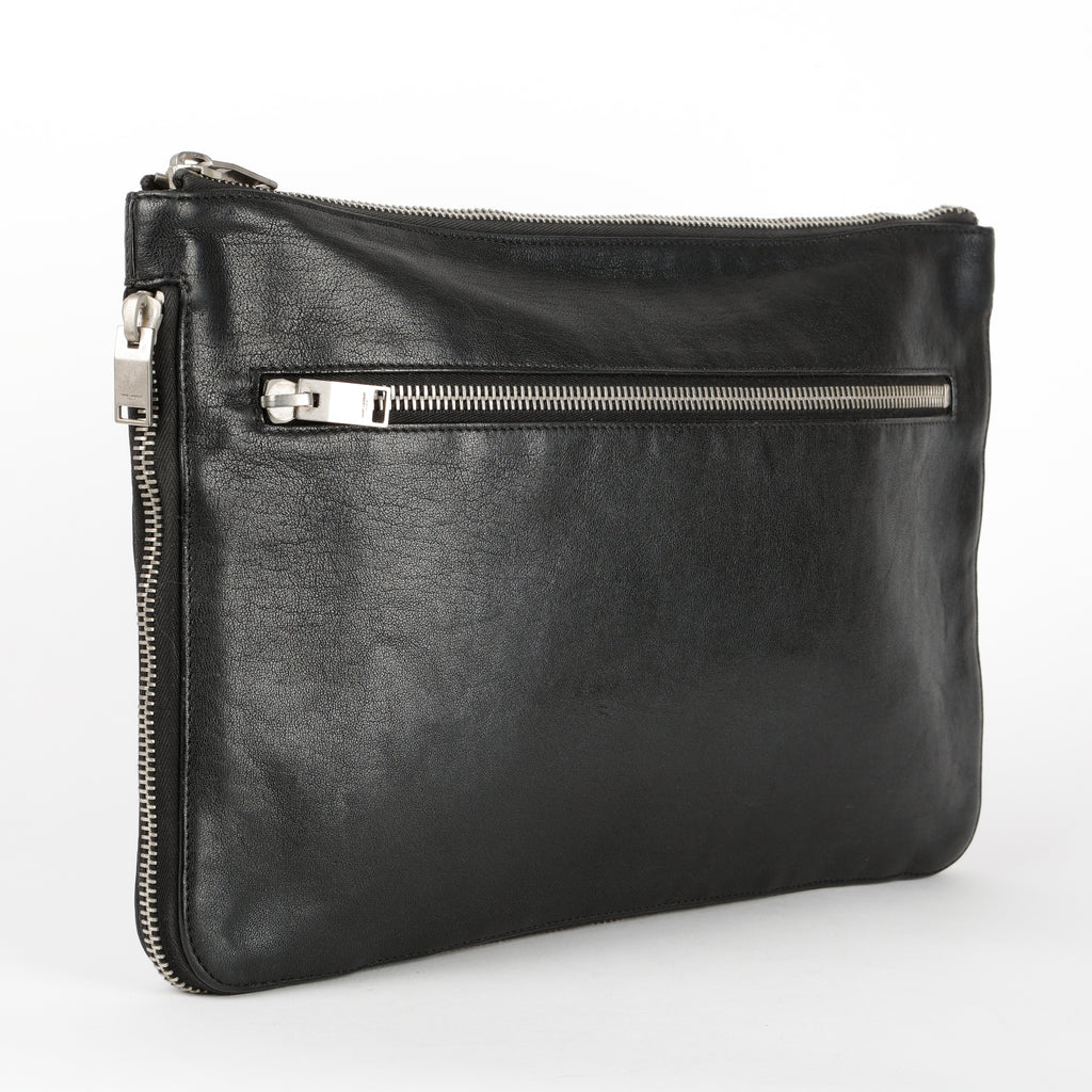 Zipped Extender Pouch, Black Calfskin SHW