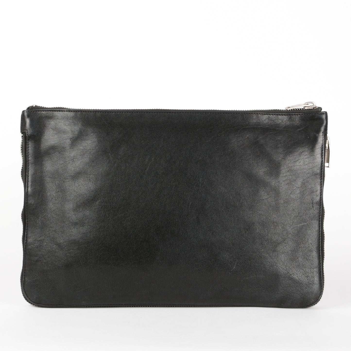Zipped Extender Pouch, Black Calfskin SHW