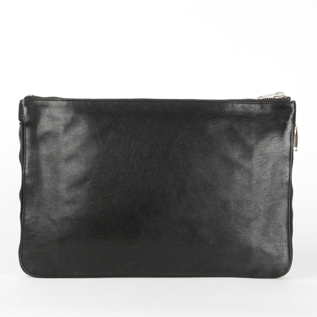 Zipped Extender Pouch, Black Calfskin SHW