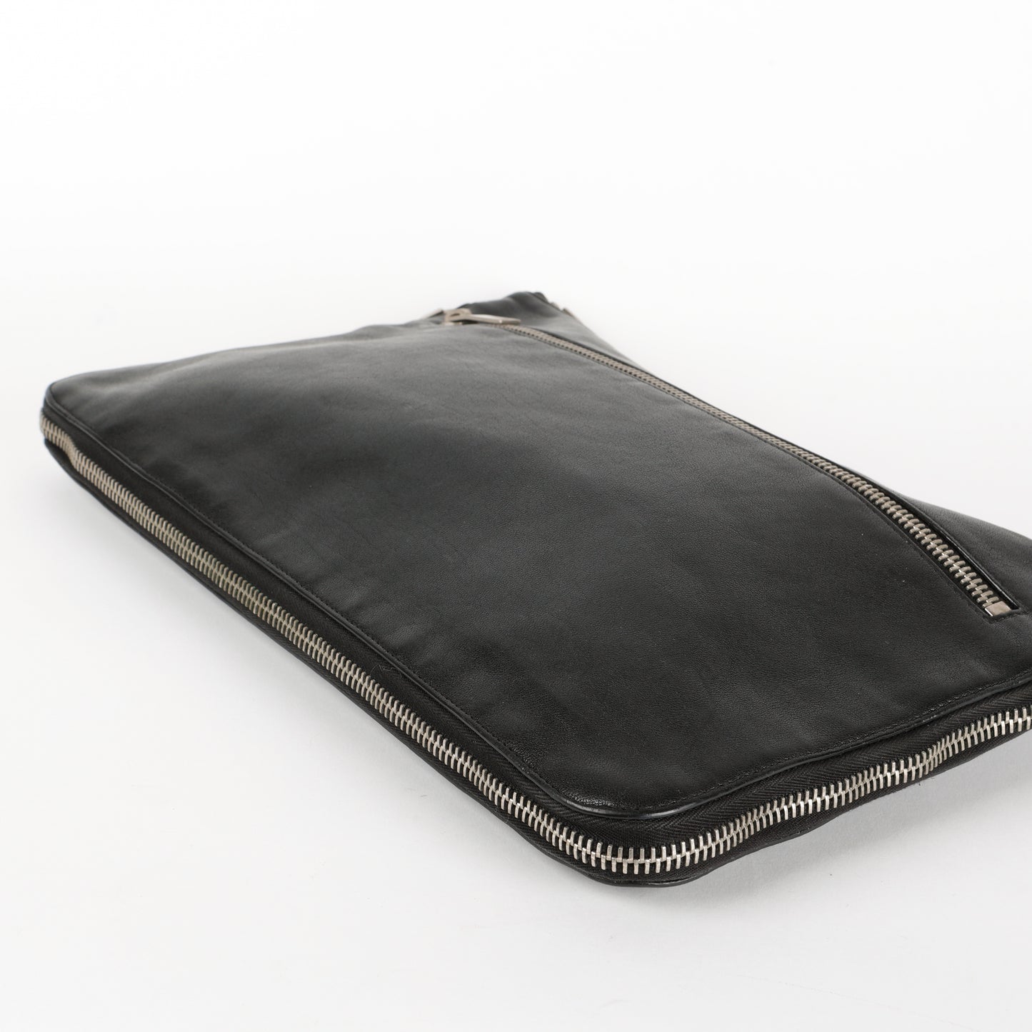 Zipped Extender Pouch, Black Calfskin SHW