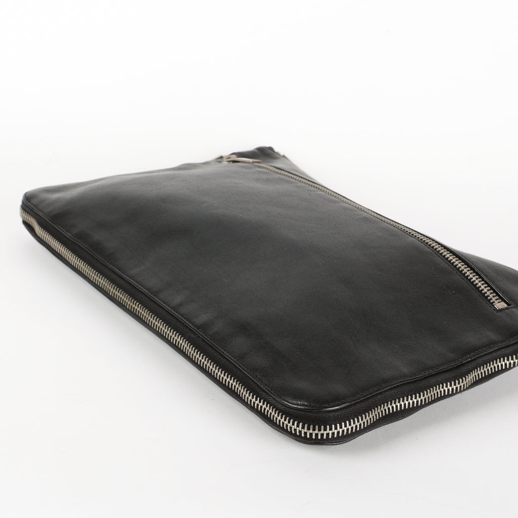 Zipped Extender Pouch, Black Calfskin SHW