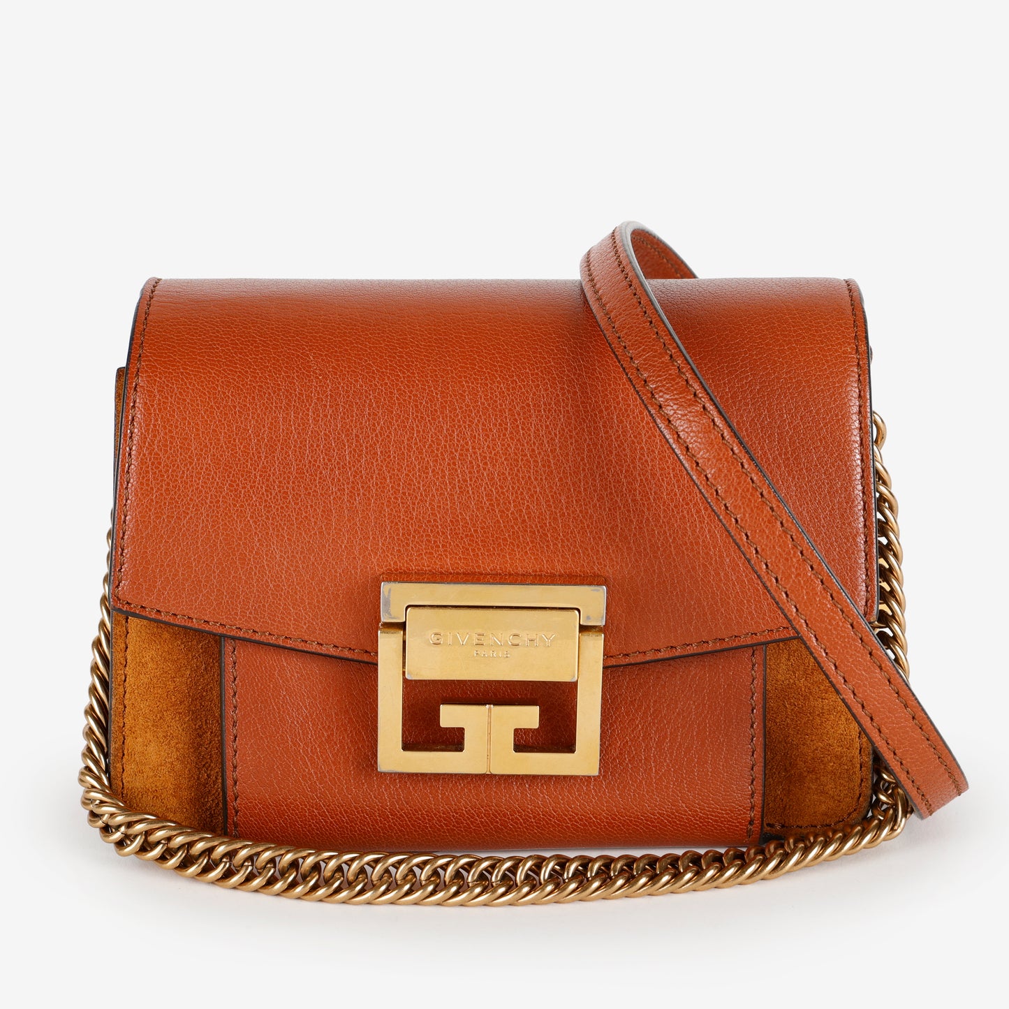 Small GV3 Flap Bag, Brown Calfskin/Suede GHW
