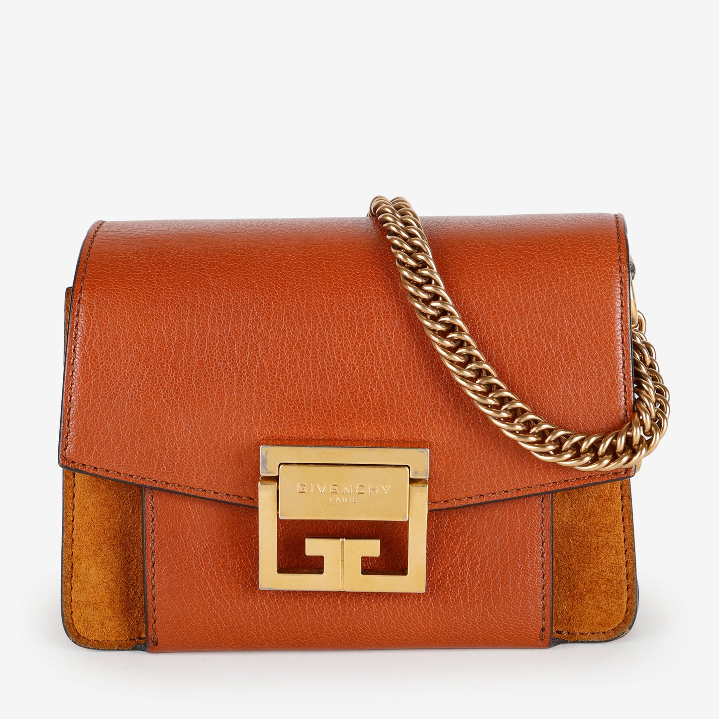 Small GV3 Flap Bag, Brown Calfskin/Suede GHW