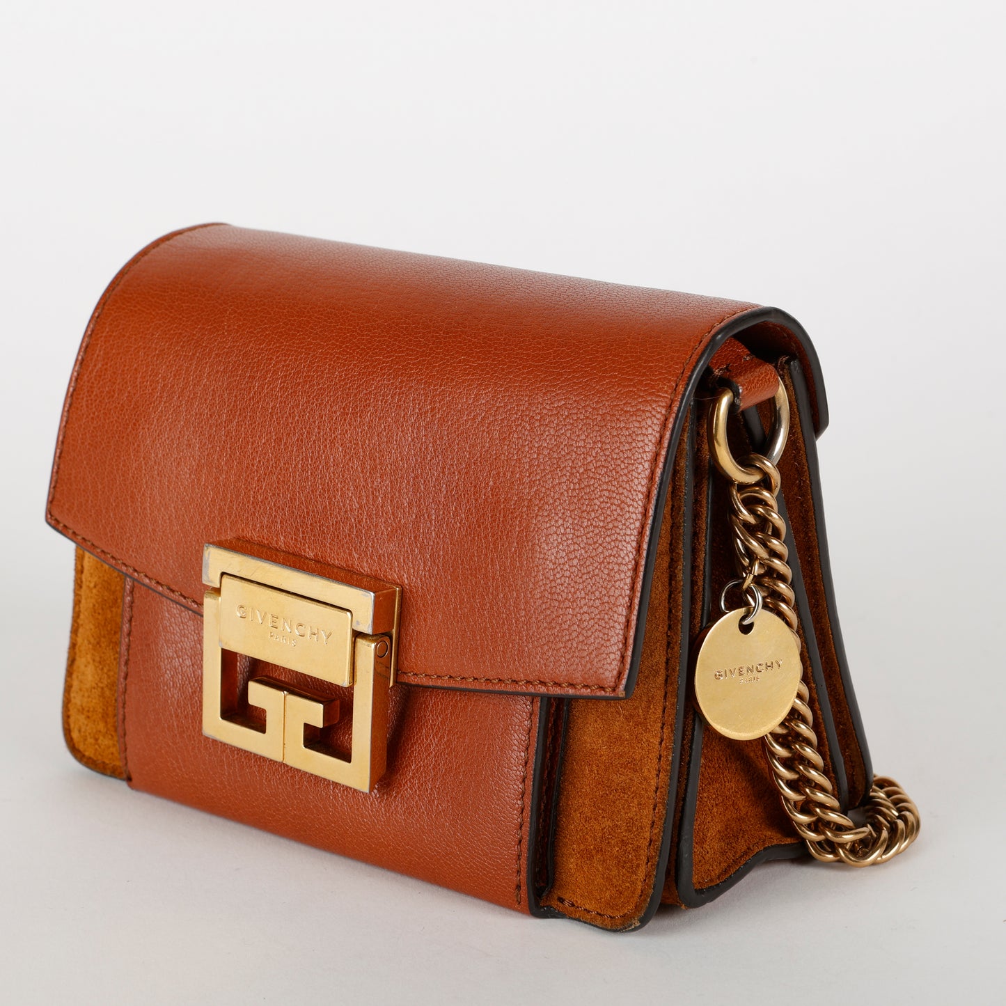 Small GV3 Flap Bag, Brown Calfskin/Suede GHW