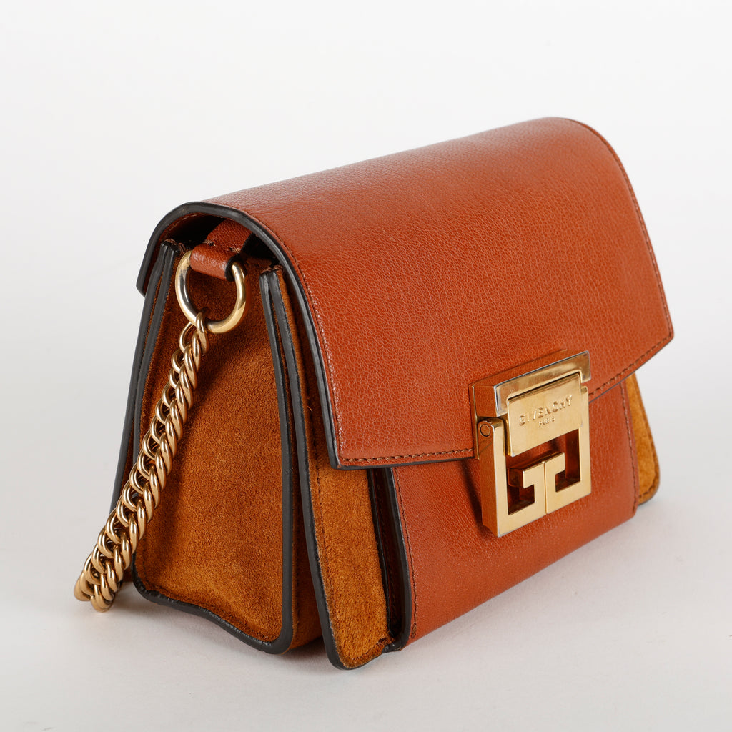 Small GV3 Flap Bag, Brown Calfskin/Suede GHW