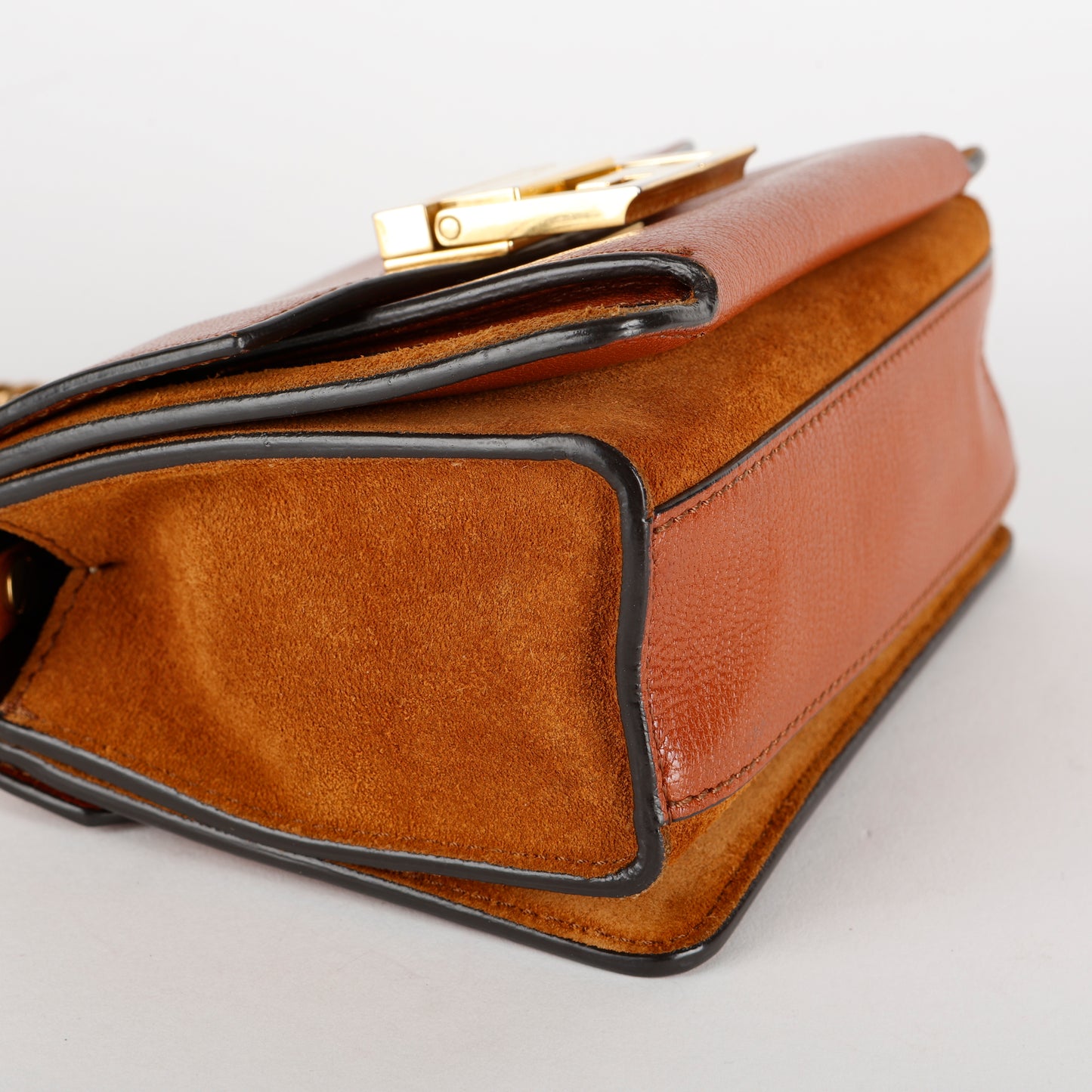 Small GV3 Flap Bag, Brown Calfskin/Suede GHW