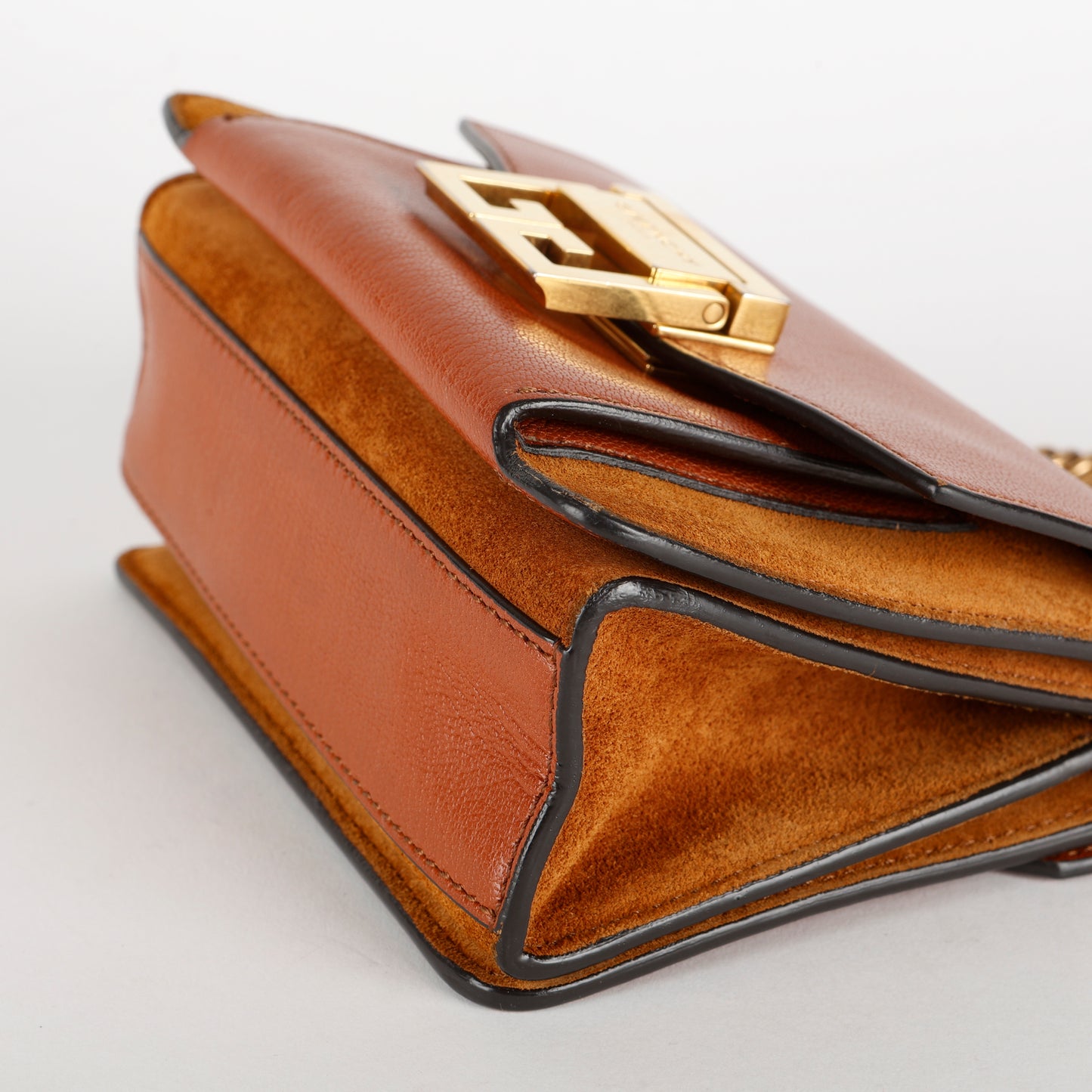 Small GV3 Flap Bag, Brown Calfskin/Suede GHW