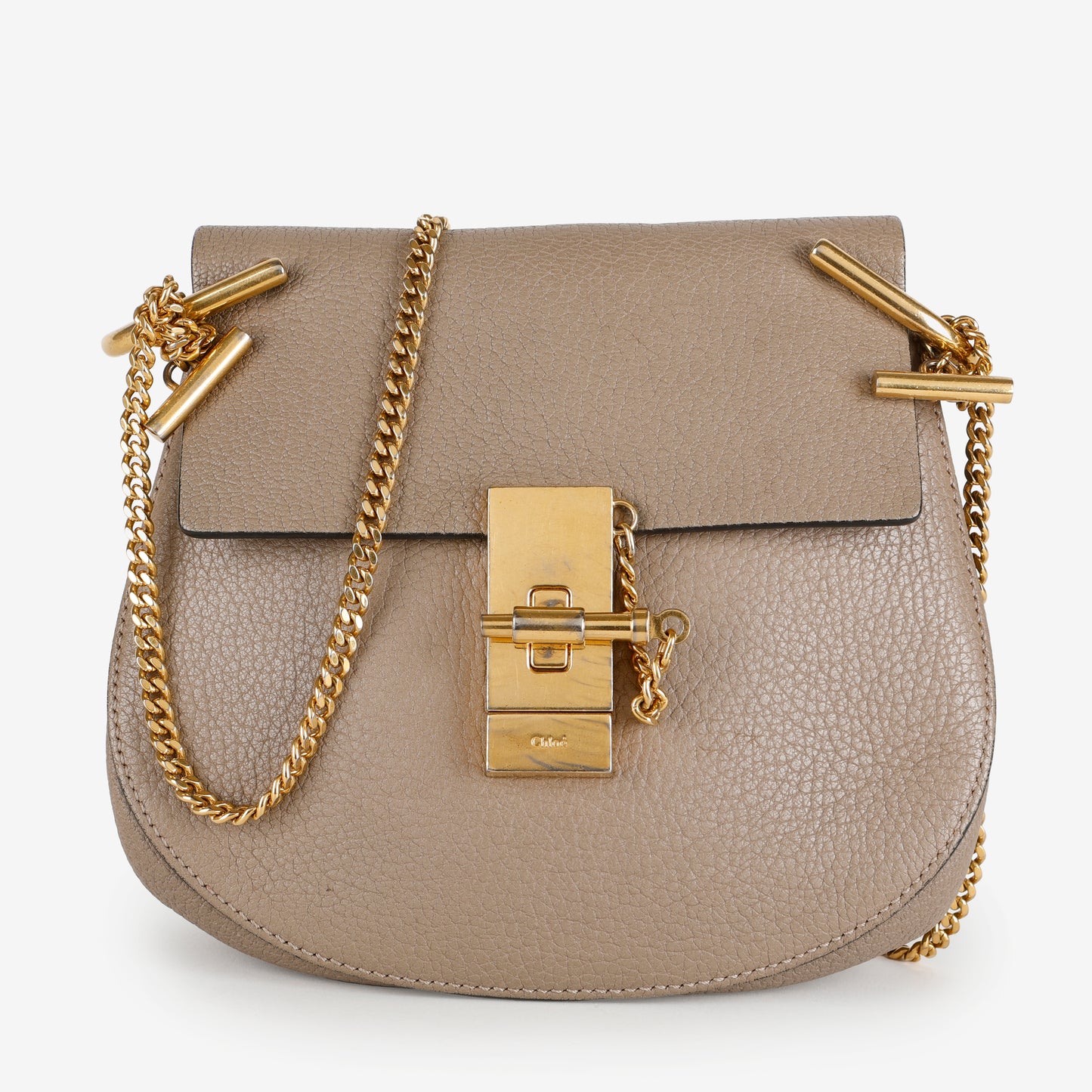 Small Drew Crossbody, Taupe Calfskin